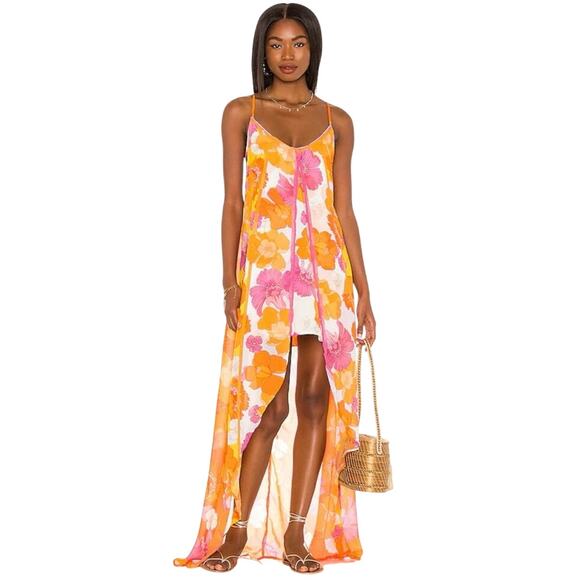 NWT Agua Bendita Victoria White Funky Bloom Floral Maxi Dress Multi Small Resort - Picture 1 of 16